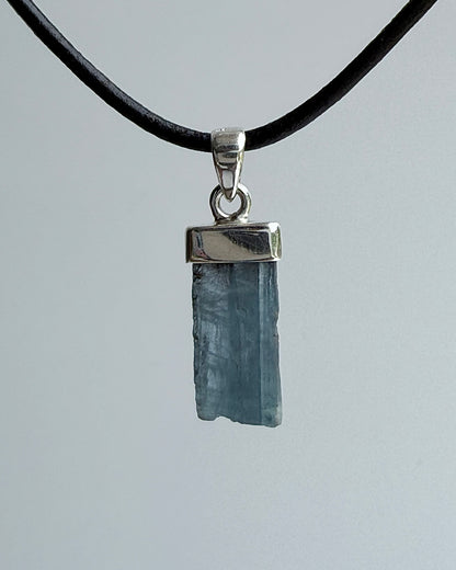 Natural Dark Blue South Indian Aquamarine Crystal Pendant