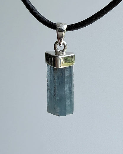 Natural Dark Blue South Indian Aquamarine Crystal Pendant
