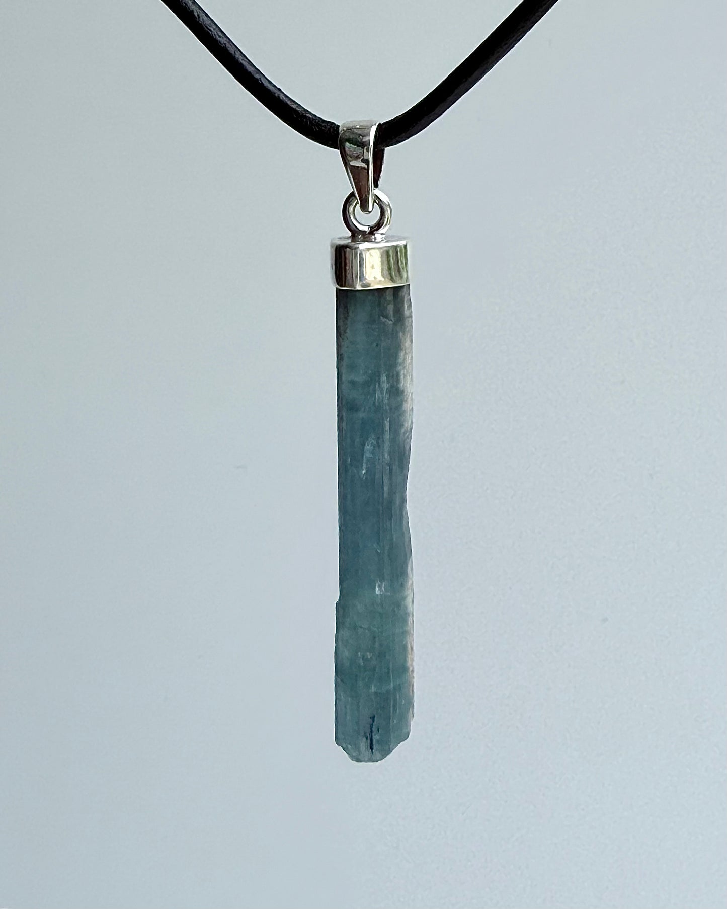 Natural Dark Blue South Indian Aquamarine Crystal Pendant