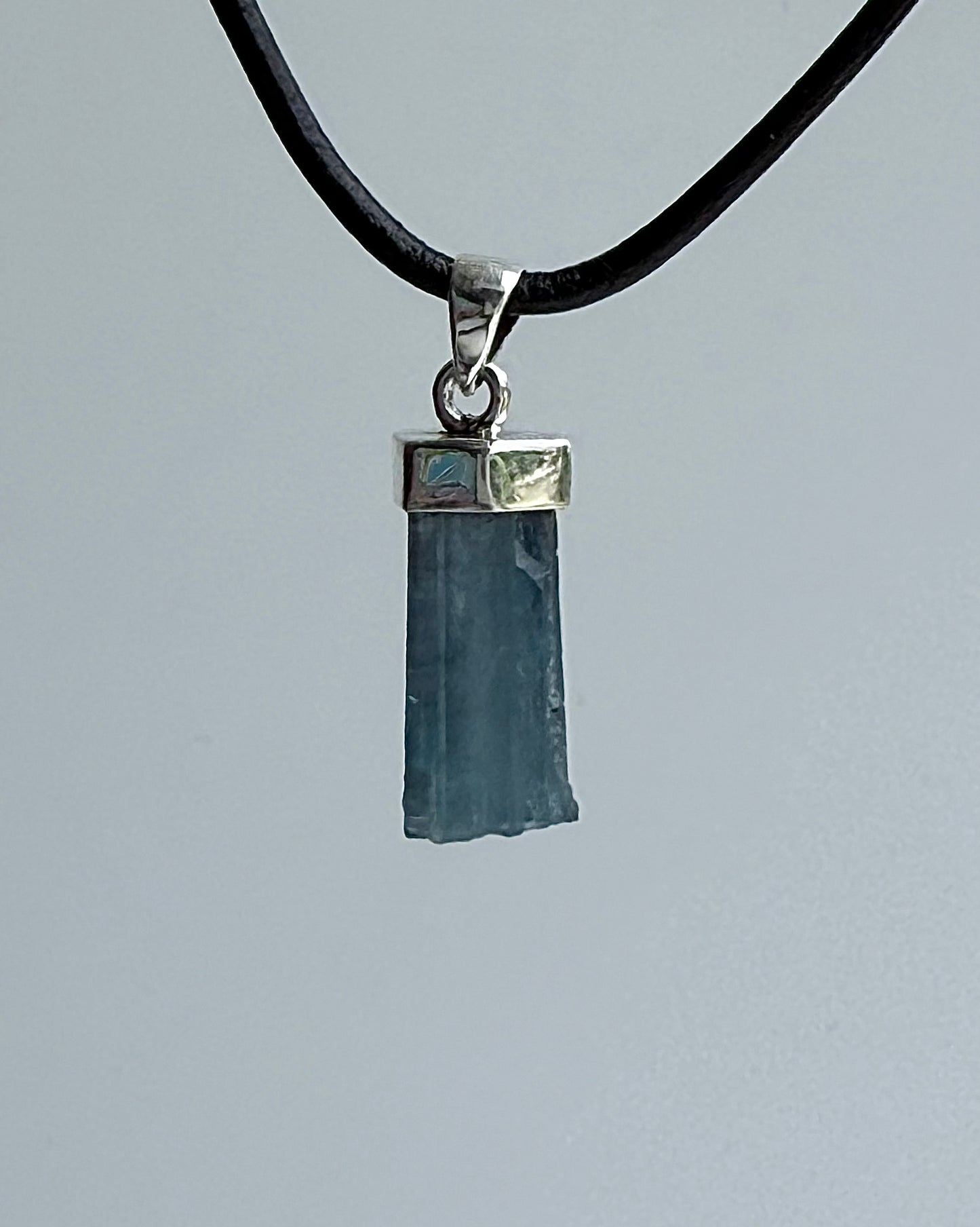 Natural Dark Blue South Indian Aquamarine Crystal Pendant