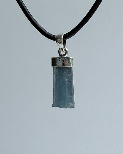 Natural Dark Blue South Indian Aquamarine Crystal Pendant