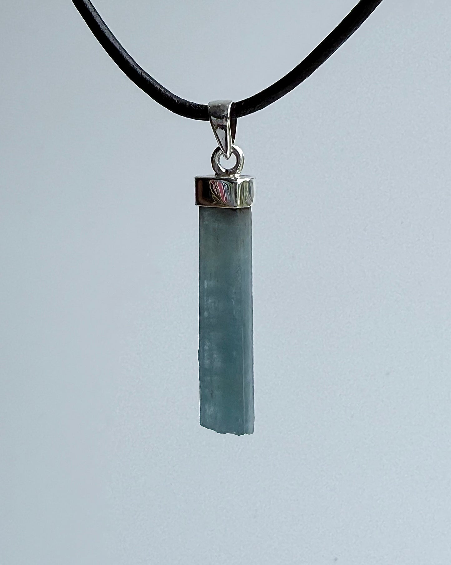 Natural Dark Blue South Indian Aquamarine Crystal Pendant