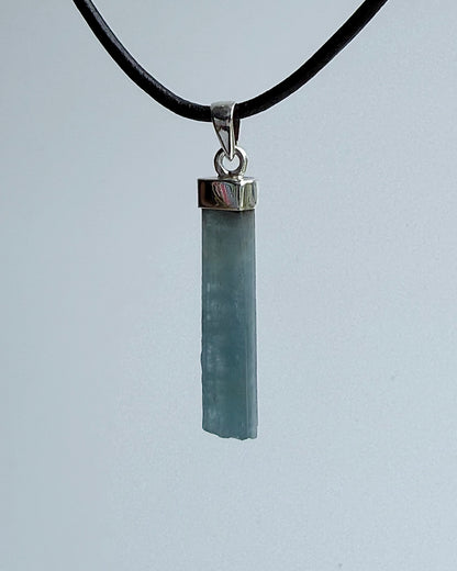 Natural Dark Blue South Indian Aquamarine Crystal Pendant