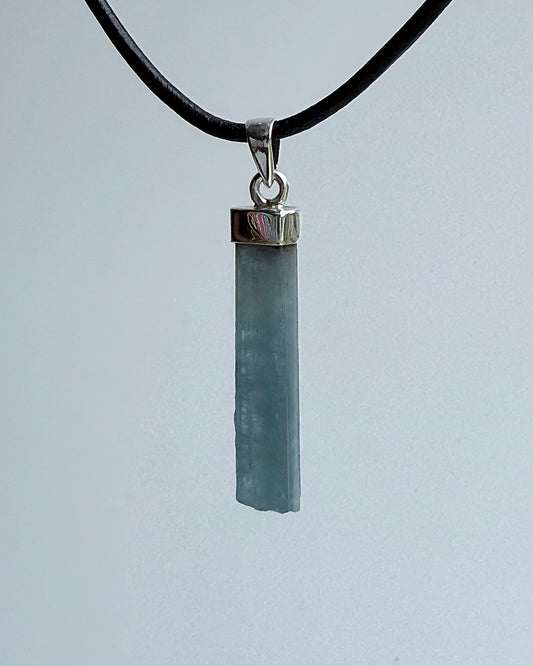 Natural Dark Blue South Indian Aquamarine Crystal Pendant