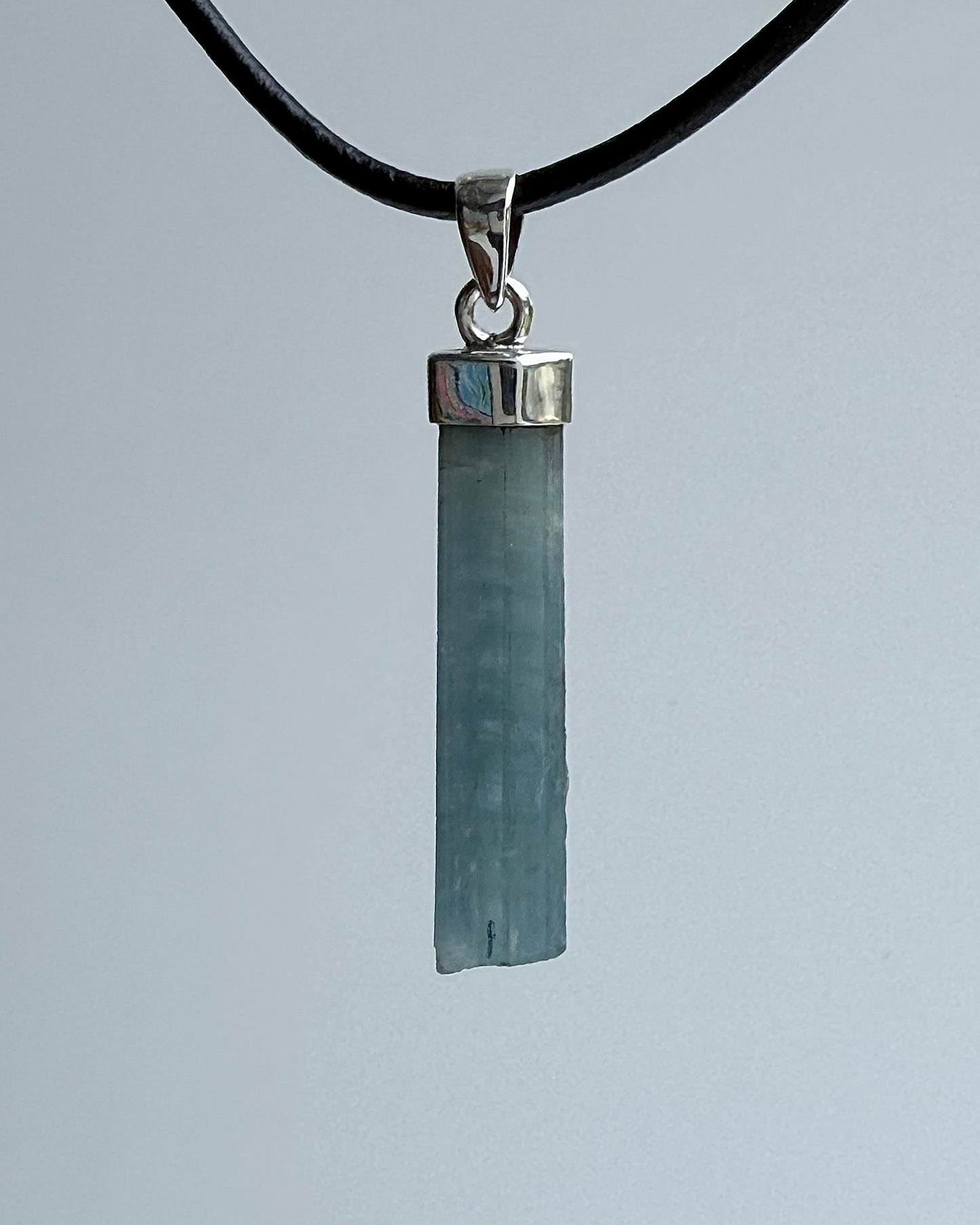 Natural Dark Blue South Indian Aquamarine Crystal Pendant