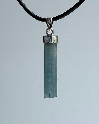 Natural Dark Blue South Indian Aquamarine Crystal Pendant
