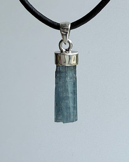 Natural Dark Blue South Indian Aquamarine Crystal Pendant