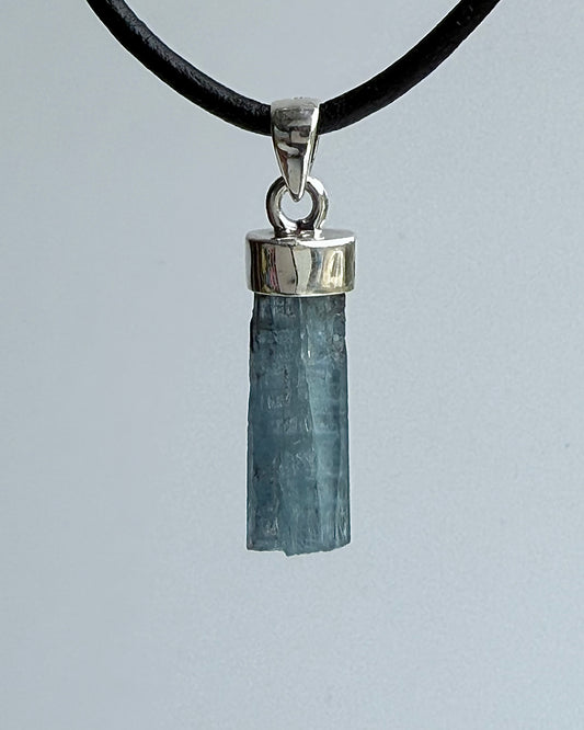 Natural Dark Blue South Indian Aquamarine Crystal Pendant