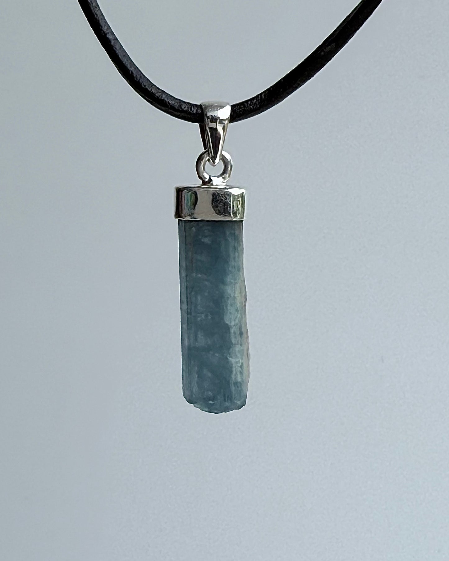 Natural Dark Blue South Indian Aquamarine Crystal Pendant
