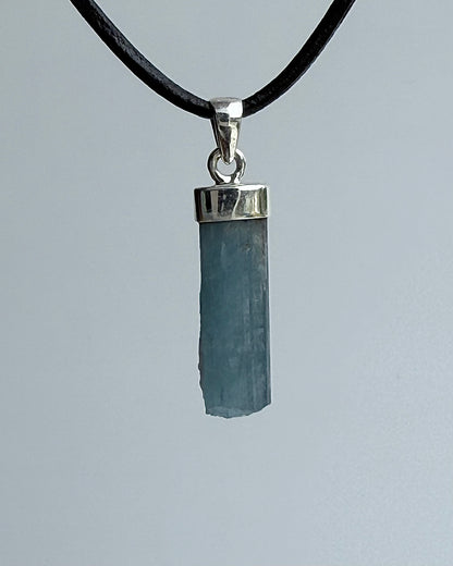 Natural Dark Blue South Indian Aquamarine Crystal Pendant