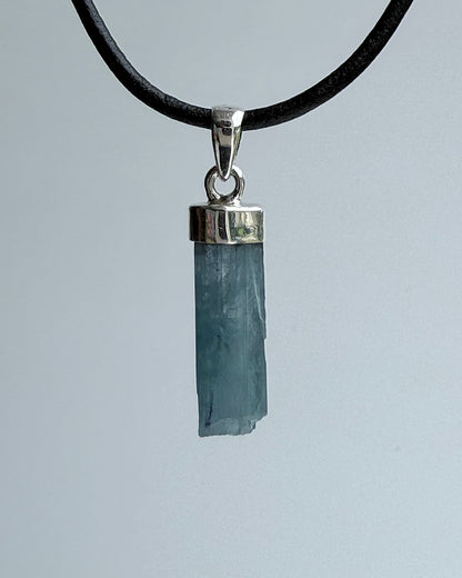 Natural Dark Blue South Indian Aquamarine Crystal Pendant