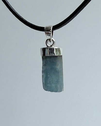 Natural Dark Blue South Indian Aquamarine Crystal Pendant