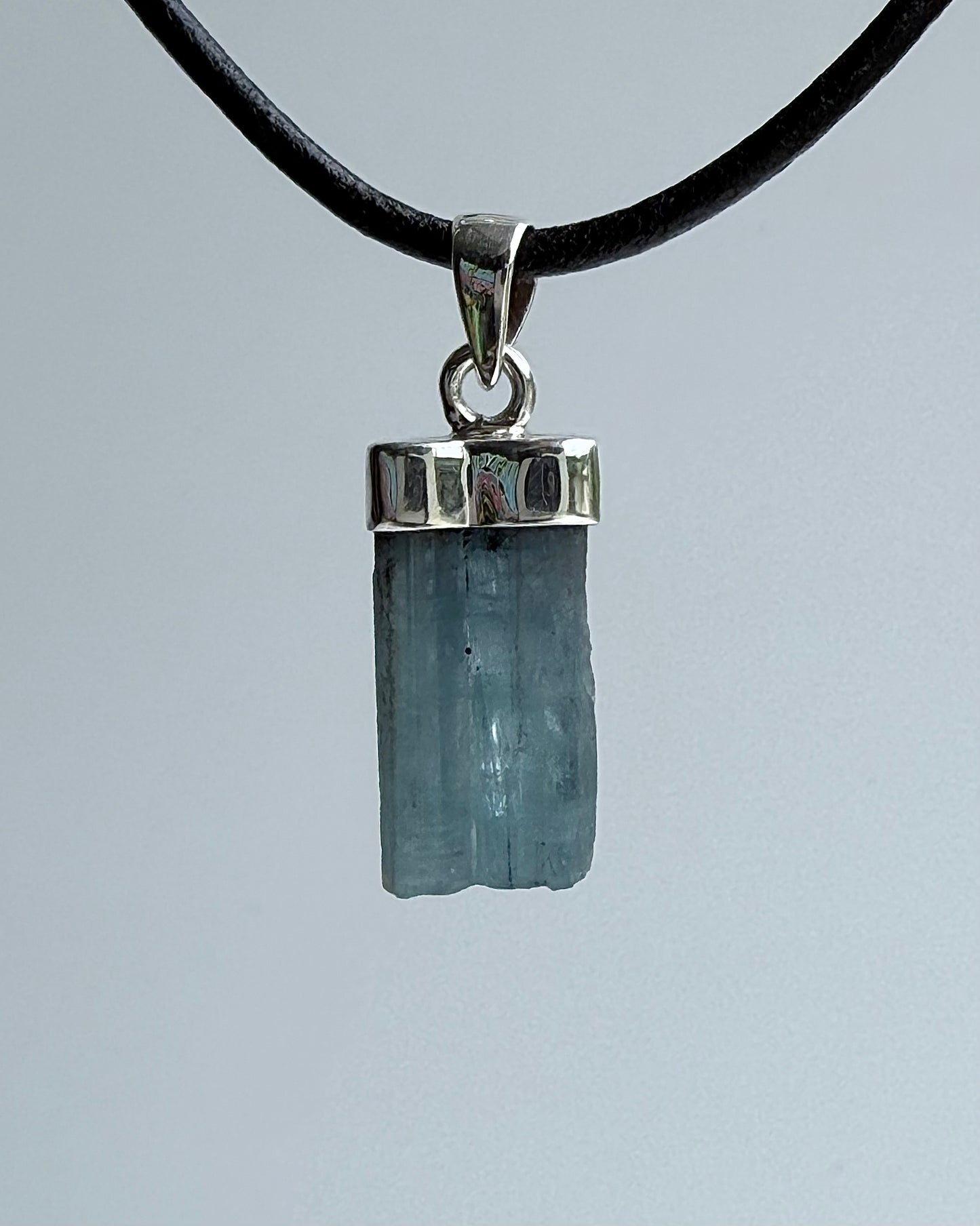 Natural Dark Blue South Indian Aquamarine Crystal Pendant