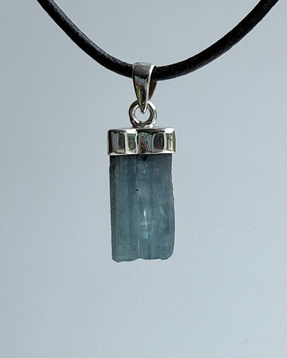 Natural Dark Blue South Indian Aquamarine Crystal Pendant