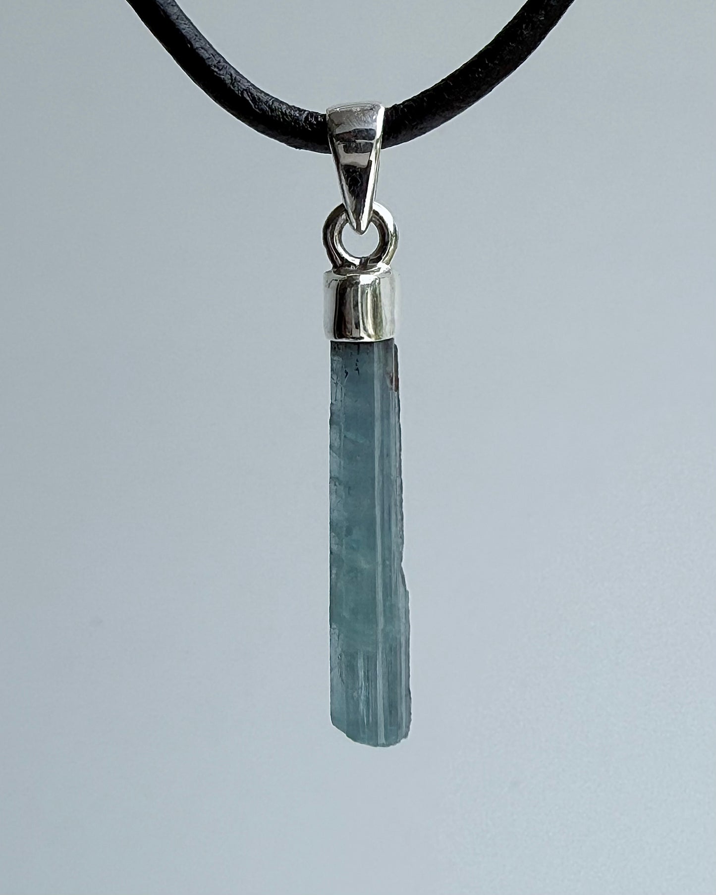 Natural Dark Blue South Indian Aquamarine Crystal Pendant