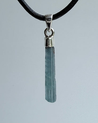 Natural Dark Blue South Indian Aquamarine Crystal Pendant
