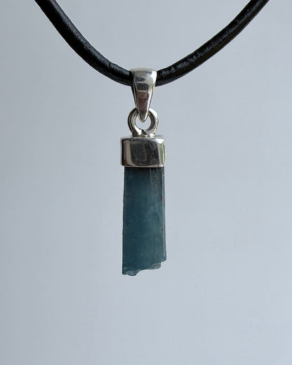 Natural Dark Blue South Indian Aquamarine Crystal Pendant