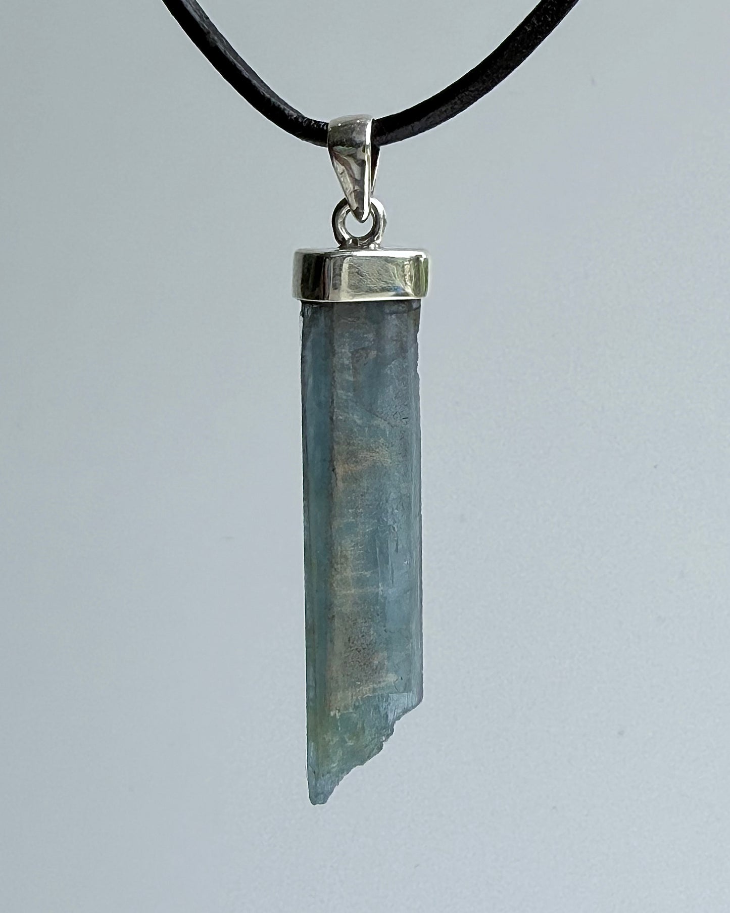 Natural Dark Blue South Indian Aquamarine Crystal Pendant