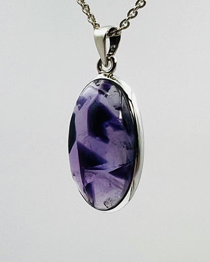 Indian Flower Amethyst (w/ Tripache) in 0.925 Silver