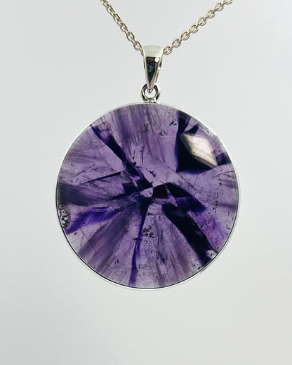 Indian Flower Amethyst (w/ Tripache) in 0.925 Silver