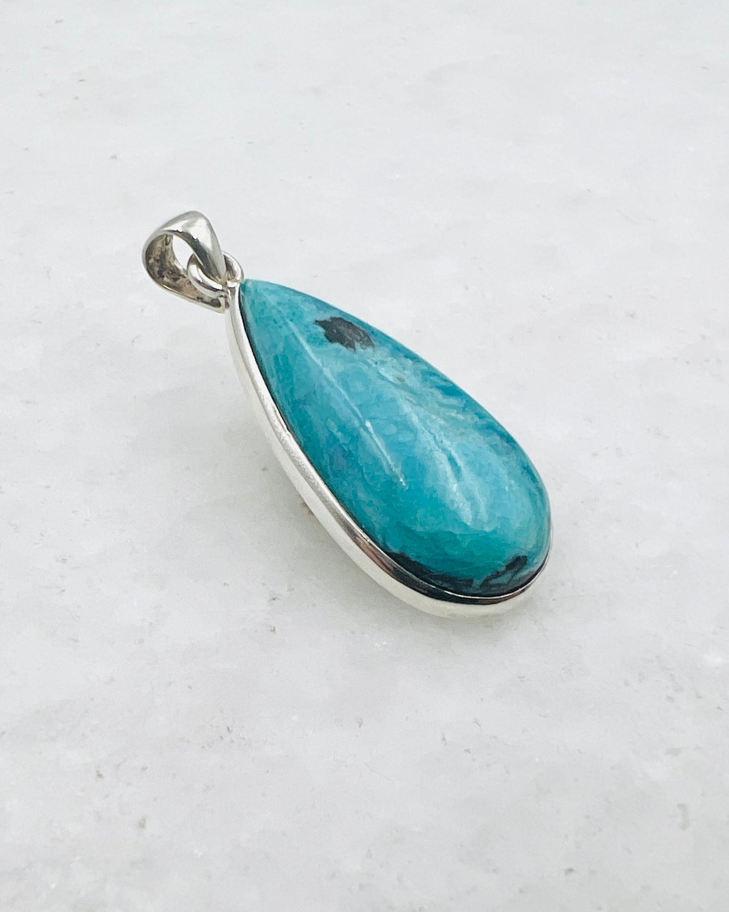 Opale bleue du Chili en argent 925