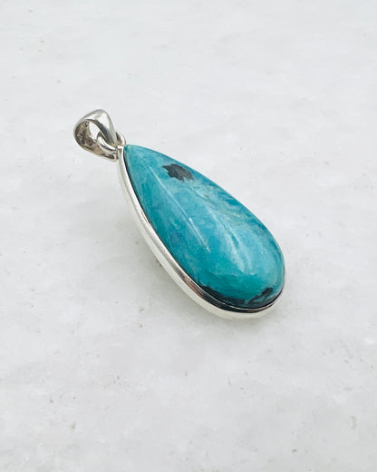 Opale bleue du Chili en argent 925