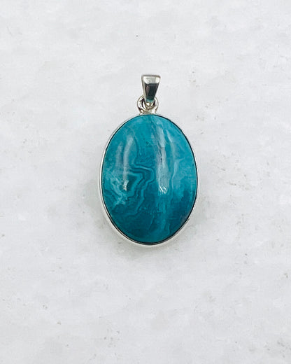 Opale bleue du Chili en argent 925