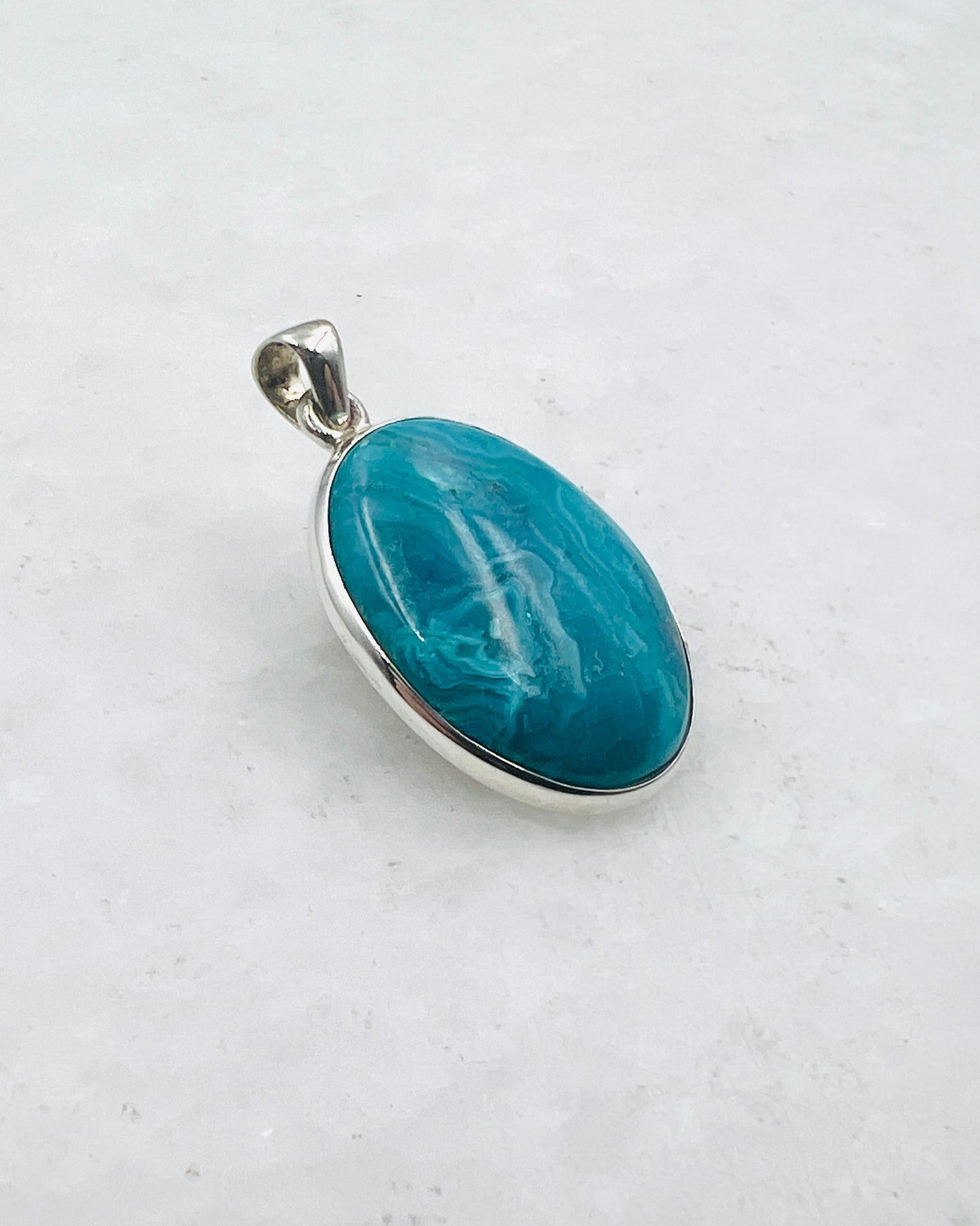 Opale bleue du Chili en argent 925