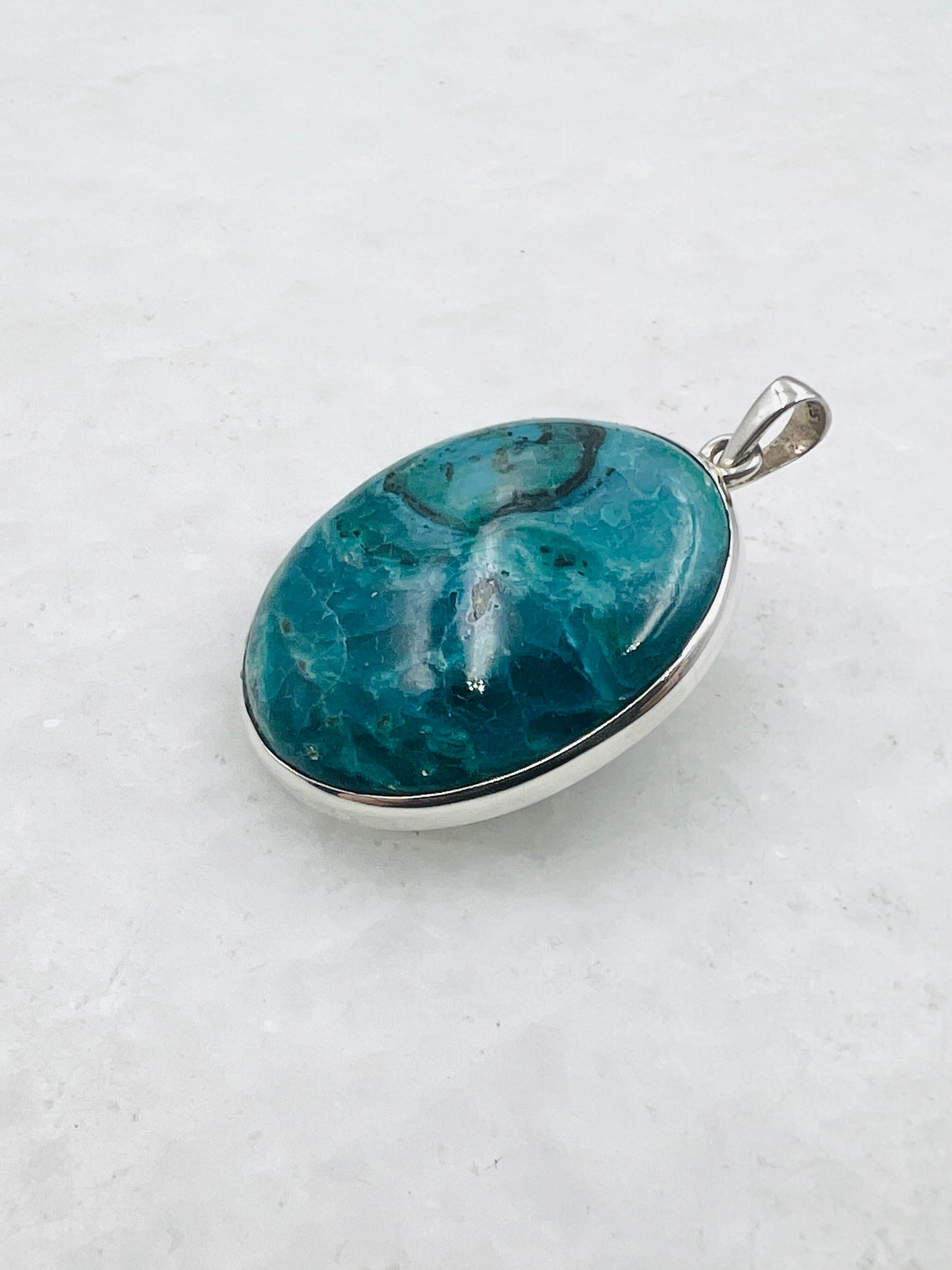 Opale bleue du Chili en argent 925