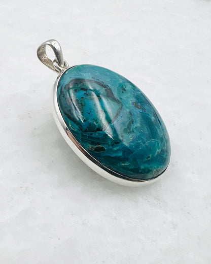 Opale bleue du Chili en argent 925