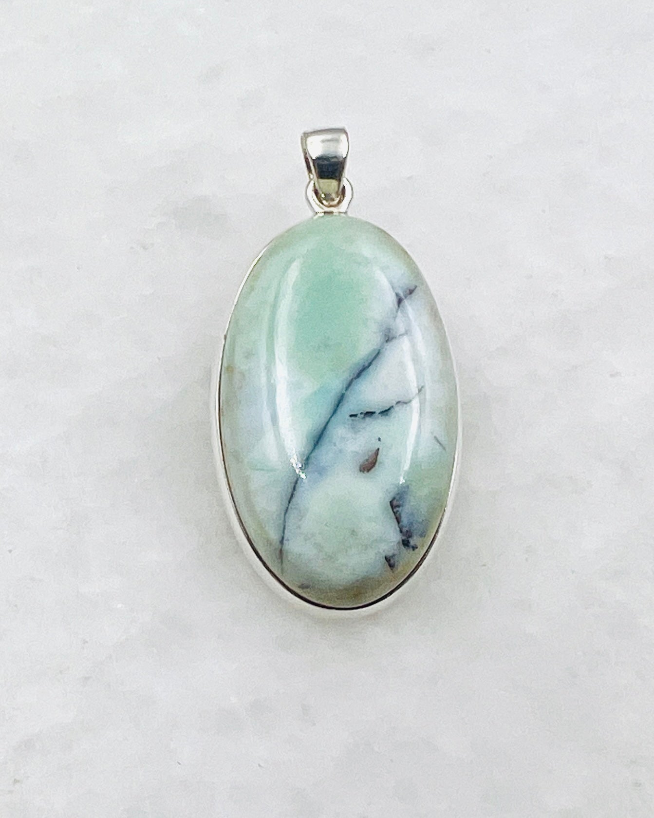Blue Fossilized Wood Opal (Indonesia) in 0.925 Silver