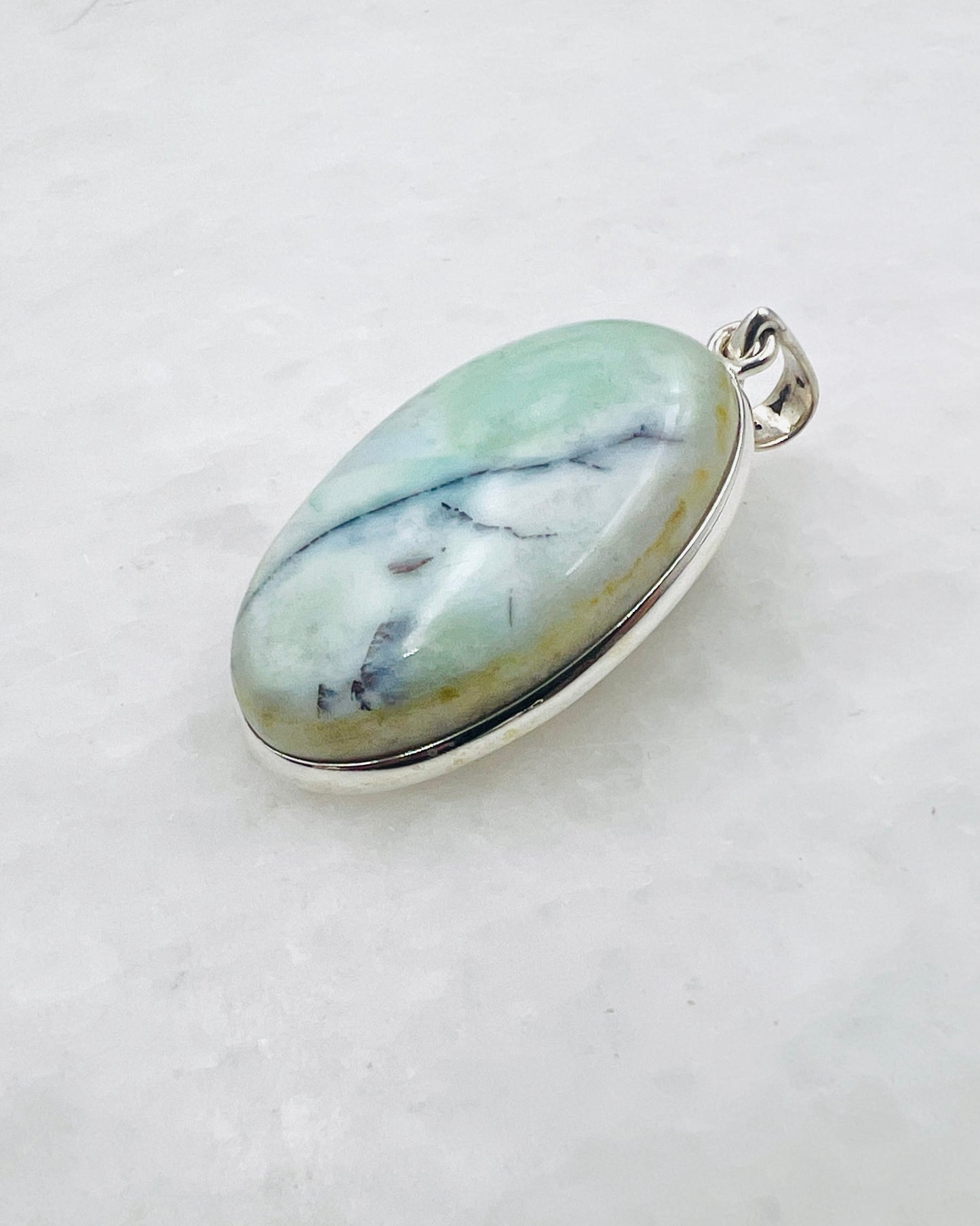 Blue Fossilized Wood Opal (Indonesia) in 0.925 Silver
