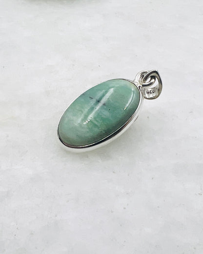 Blue Fossilized Wood Opal (Indonesia) in 0.925 Silver