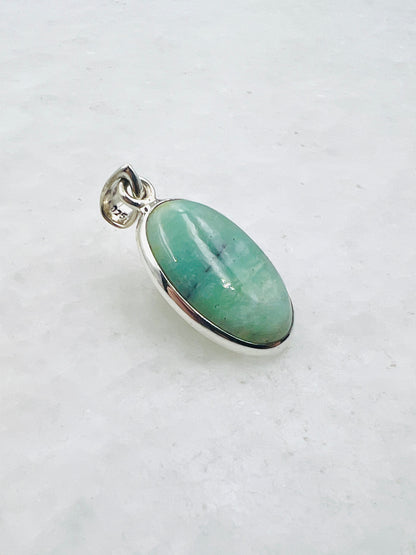 Blue Fossilized Wood Opal (Indonesia) in 0.925 Silver