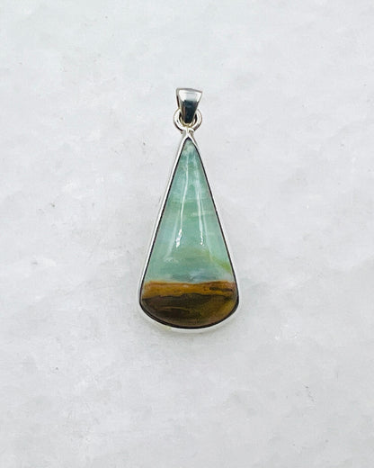 Blauer fossiler Holzopal (Indonesien) in 0,925er Silber