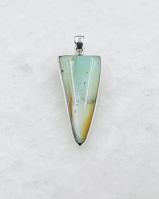 Opale de bois fossilisée bleue (Indonésie) en argent 925