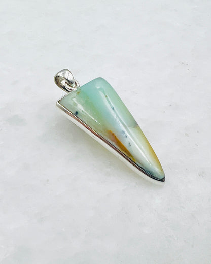 Blue Fossilized Wood Opal (Indonesia) in 0.925 Silver