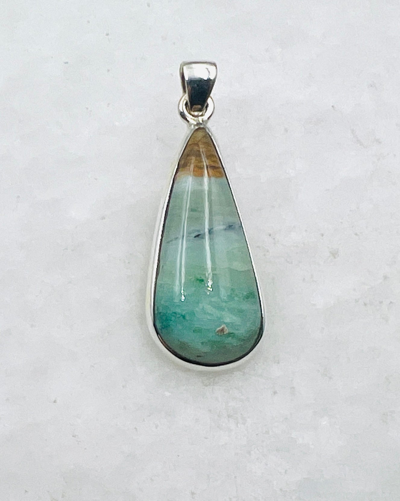 Blue Fossilized Wood Opal (Indonesia) in 0.925 Silver