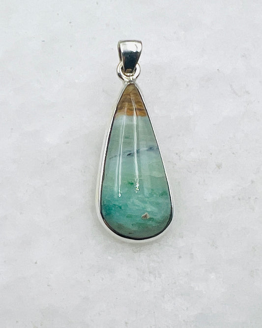 Opale de bois fossilisée bleue (Indonésie) en argent 925