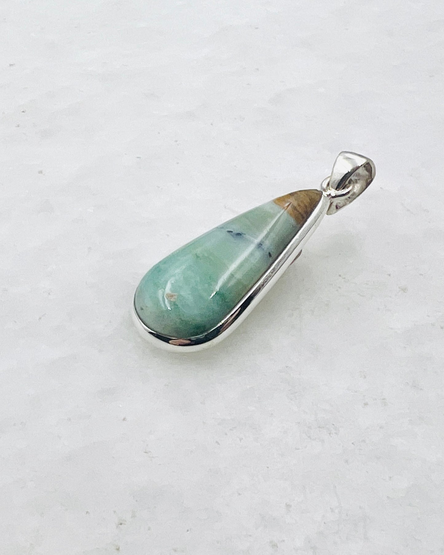 Blue Fossilized Wood Opal (Indonesia) in 0.925 Silver