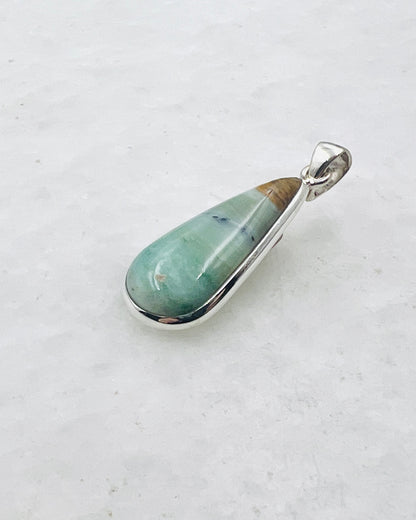 Blue Fossilized Wood Opal (Indonesia) in 0.925 Silver