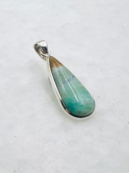 Blue Fossilized Wood Opal (Indonesia) in 0.925 Silver