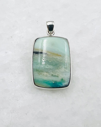 Blue Fossilized Wood Opal (Indonesia) in 0.925 Silver