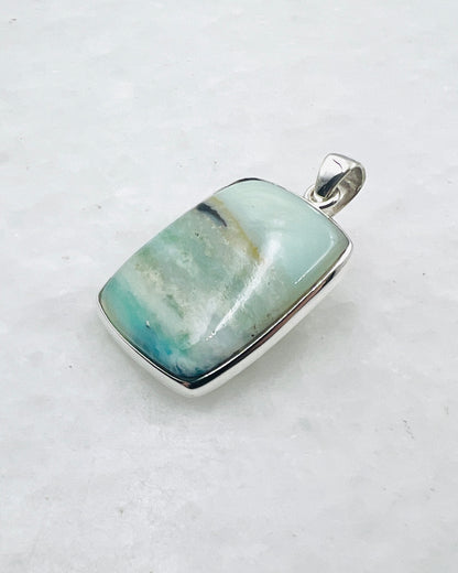 Blue Fossilized Wood Opal (Indonesia) in 0.925 Silver