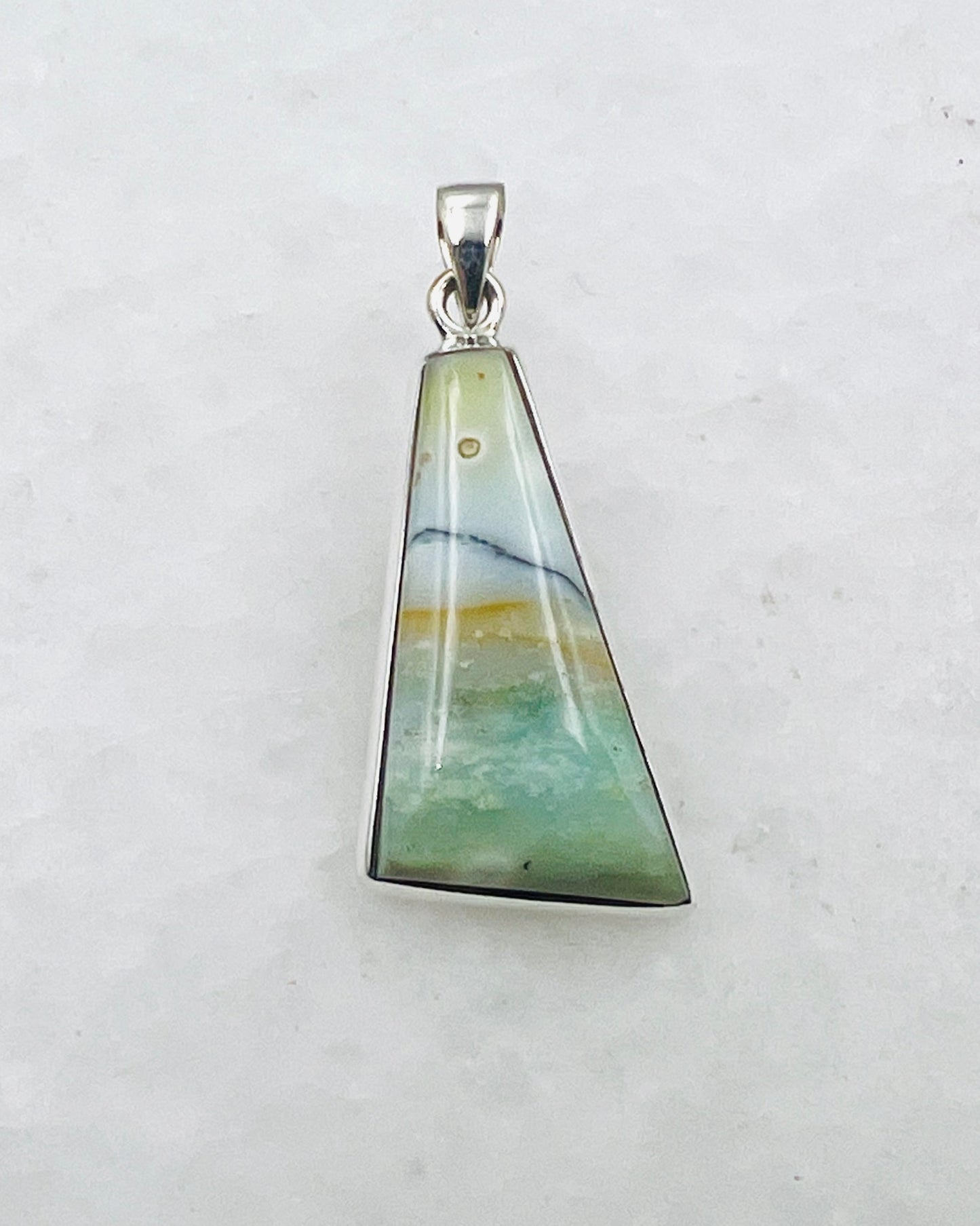 Opale de bois fossilisée bleue (Indonésie) en argent 925