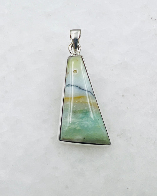 Opale de bois fossilisée bleue (Indonésie) en argent 925