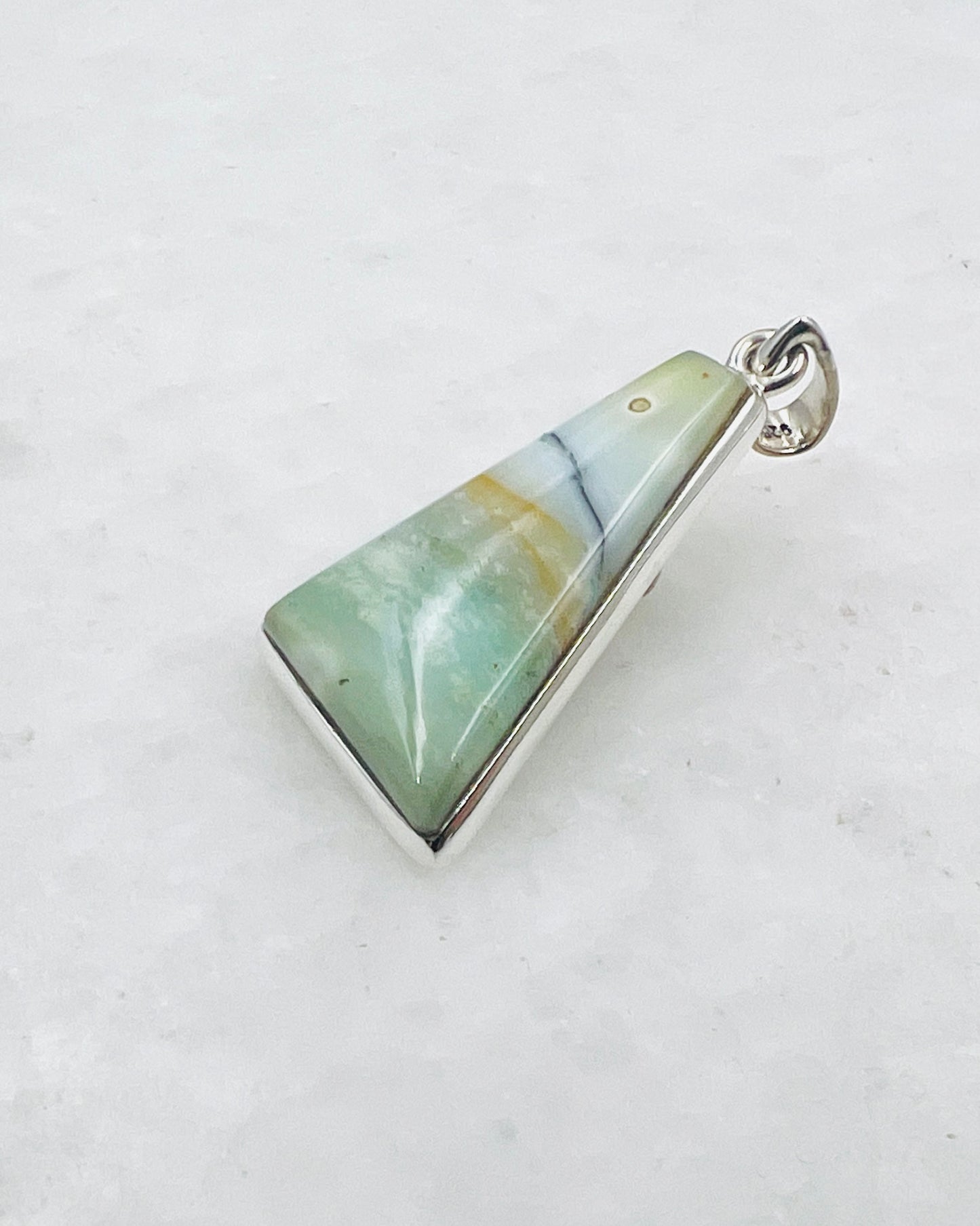 Opale de bois fossilisée bleue (Indonésie) en argent 925