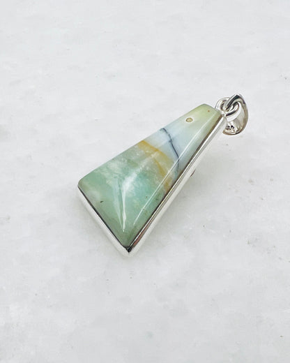 Opale de bois fossilisée bleue (Indonésie) en argent 925