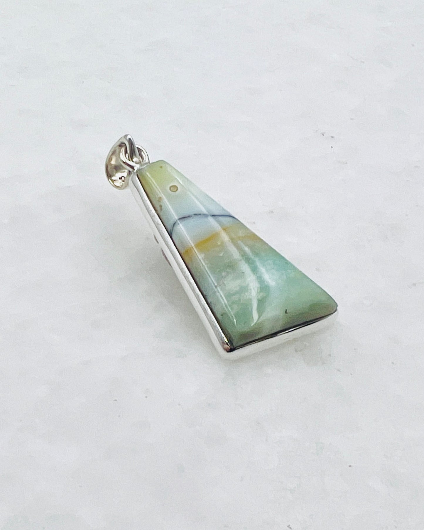 Opale de bois fossilisée bleue (Indonésie) en argent 925