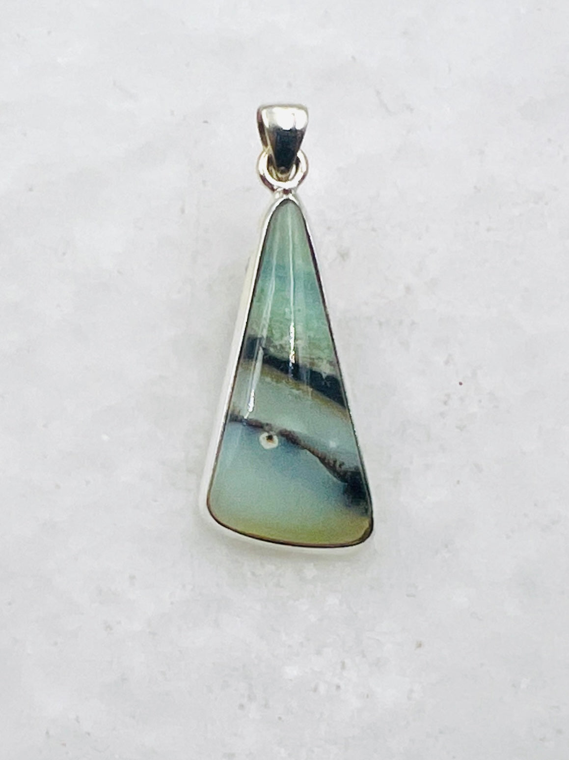 Opale de bois fossilisée bleue (Indonésie) en argent 925